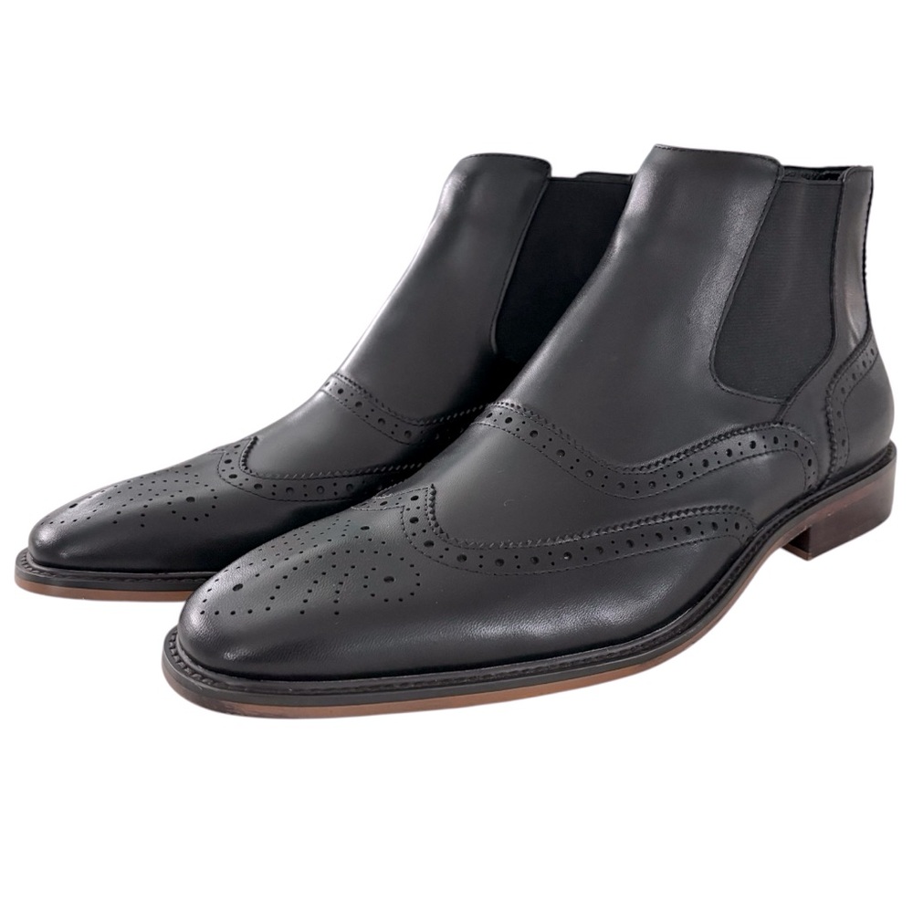 AG Asher Green Wingtip Leather Boots AG2632 Black Dress for Success Oxford